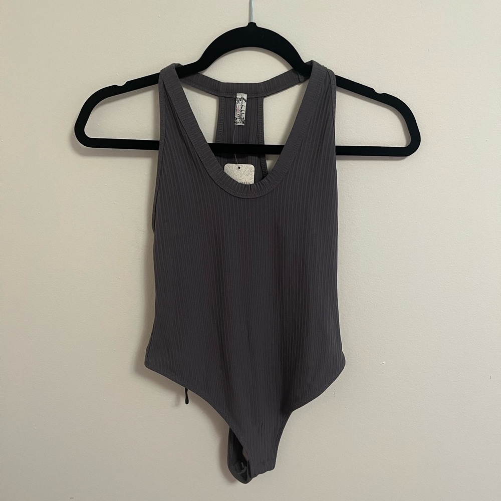 NWT Free People Speed Dial Ribbed Bodysuit in Grey, XS - Picture 6 of 16